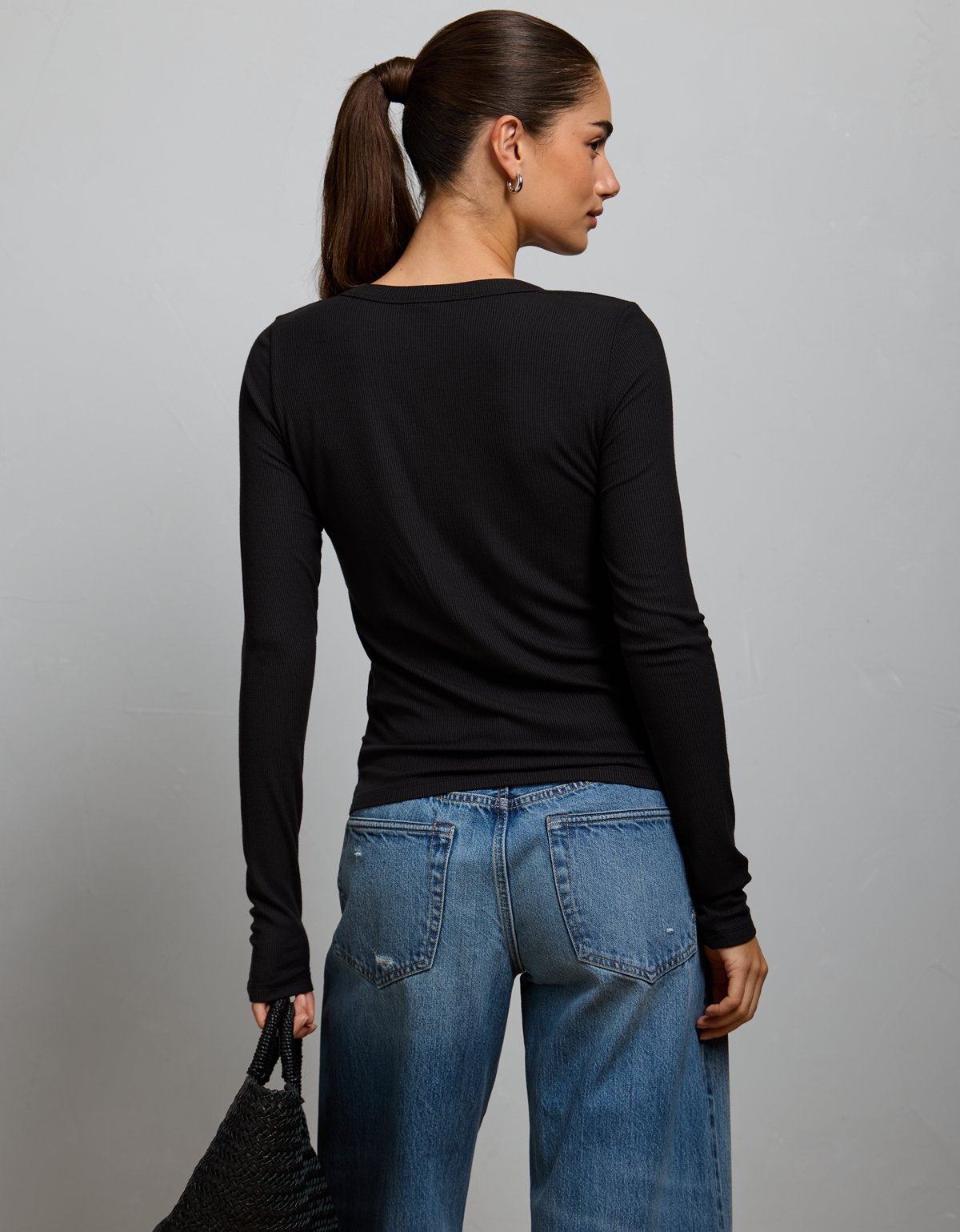 AE77 Ribbed Button-Up T-Shirt - image 2