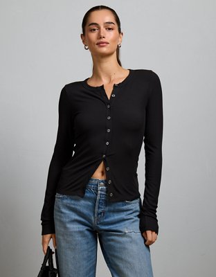 AE77 Ribbed Button-Up T-Shirt