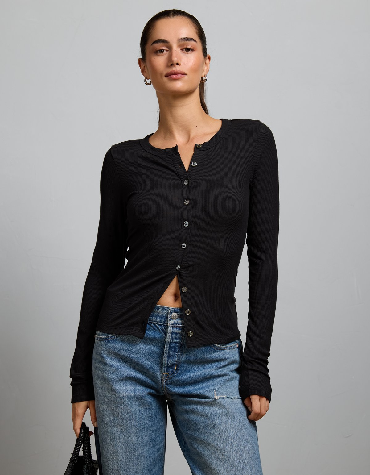 AE77 Ribbed Button-Up T-Shirt - image 5