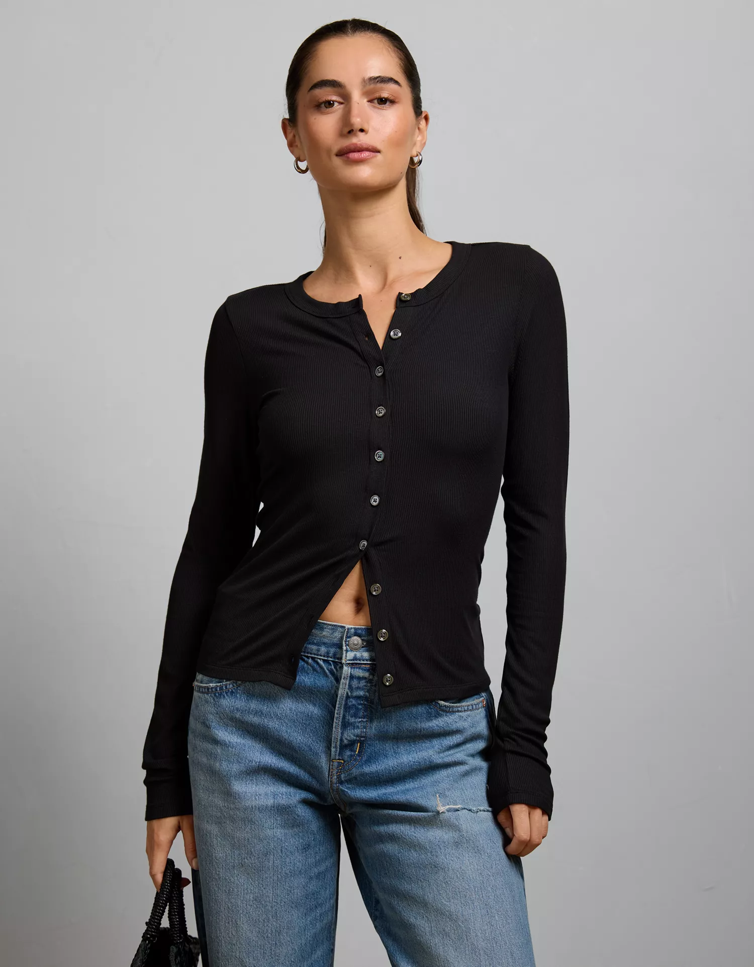 AE77 Ribbed Button-Up T-Shirt - thumbnail 5