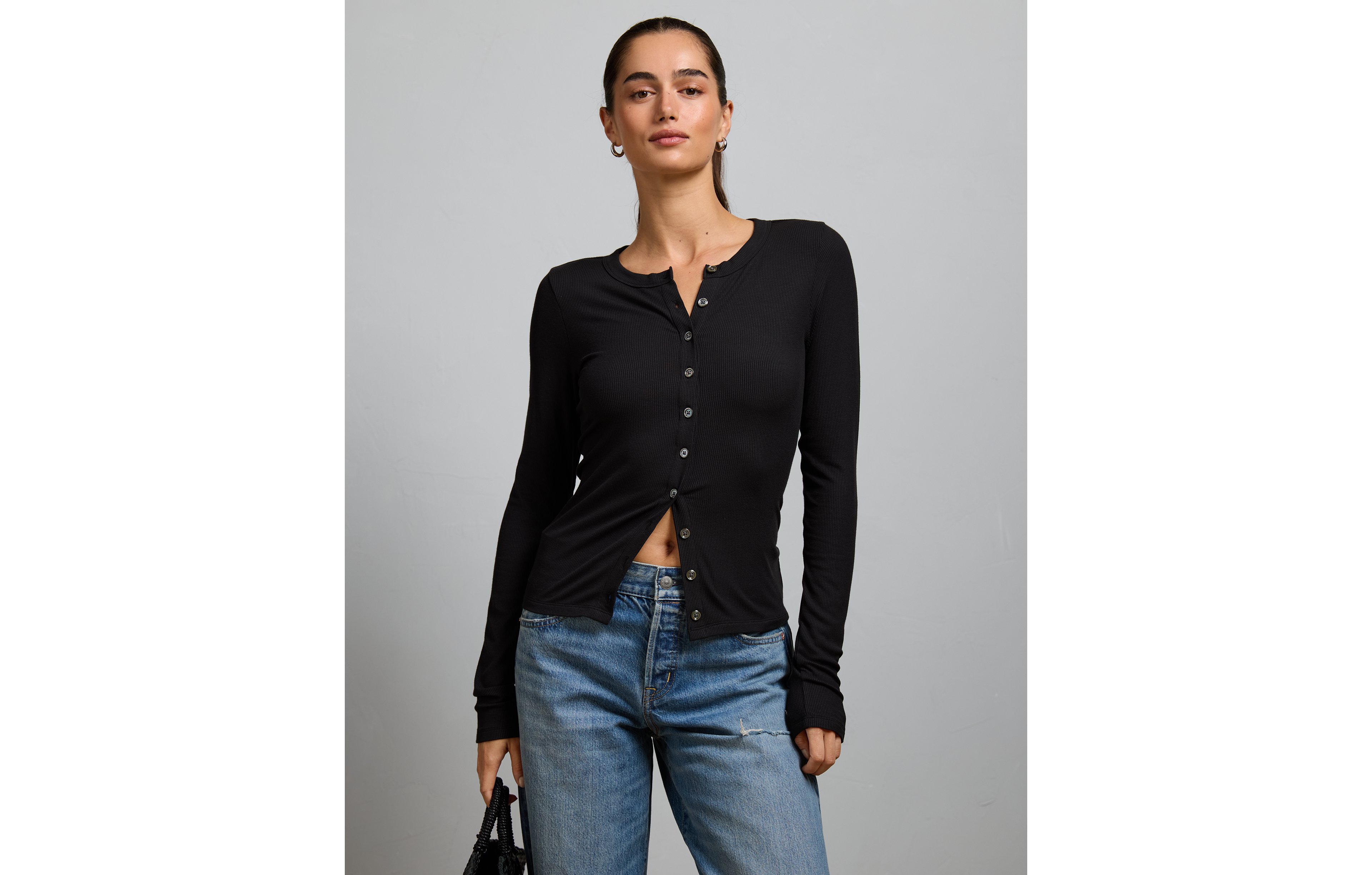 AE77 Ribbed Button-Up T-Shirt
