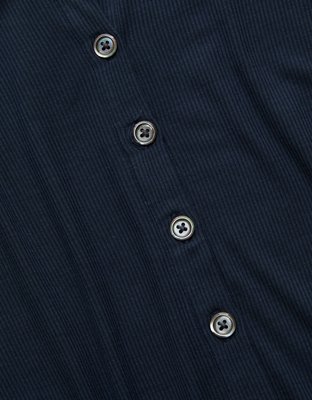 AE77 Ribbed Button-Up T-Shirt