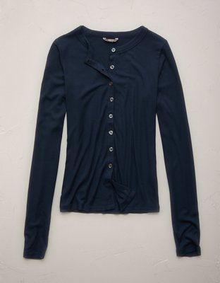 AE77 Ribbed Button-Up T-Shirt