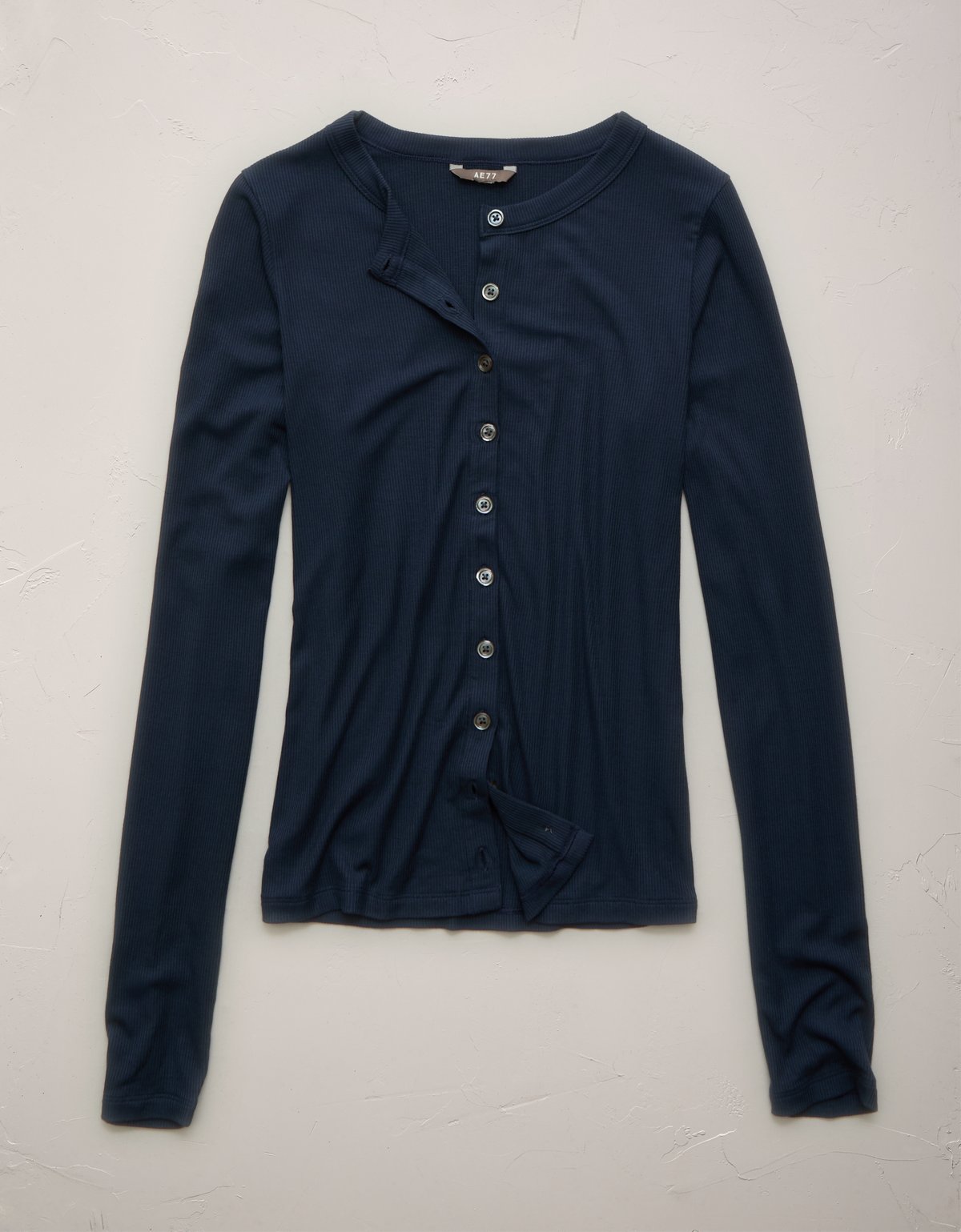 AE77 Ribbed Button-Up T-Shirt - image 3
