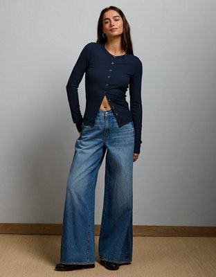 T-shirt côtelé à boutons AE77