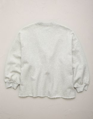 Женская толстовка American Eagle AE77 Puff Sleeve Terry, цвет: Светлый меланжевый серый — фото 4