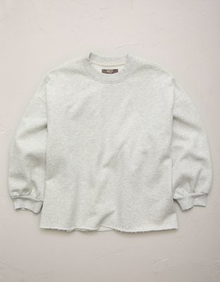 Женская толстовка American Eagle AE77 Puff Sleeve Terry, цвет: Светлый меланжевый серый — фото 3