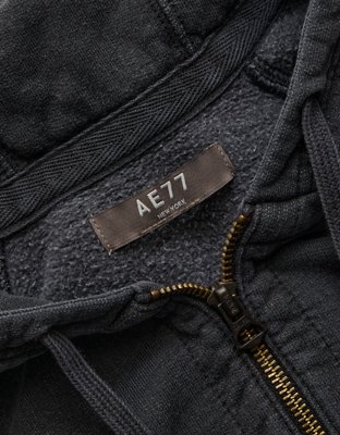 Женское худи American Eagle AE77 Cropped Zip-Up, цвет: Чёрный — фото 6