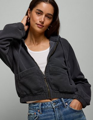 AE77 Cropped Zip-Up Hoodie