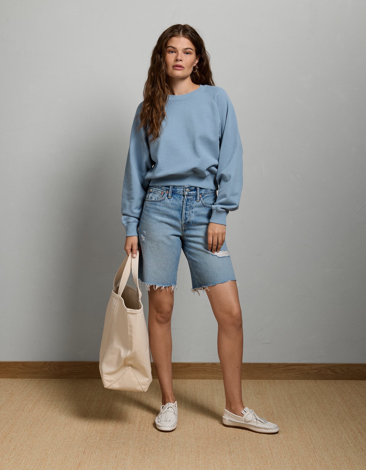 AE77 Lightweight Terry Fleece Raglan Sweatshirt - image 5