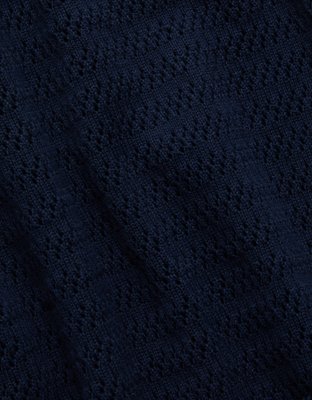Женский свитер American Eagle AE77 Shrunken Sweater Polo Shirt, цвет: Тёмно-синий — фото 7