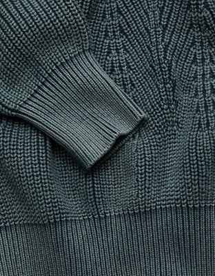 Женский свитер American Eagle AE77 Open-Back Shaker Stitch, цвет: Тёмный синий — фото 6