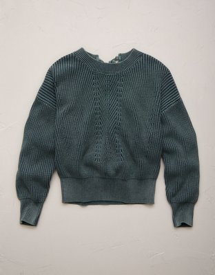 AE77 Open-Back Shaker Stitch Sweater