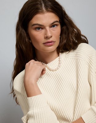 AE77 Shaker Stitch Raglan Sweater