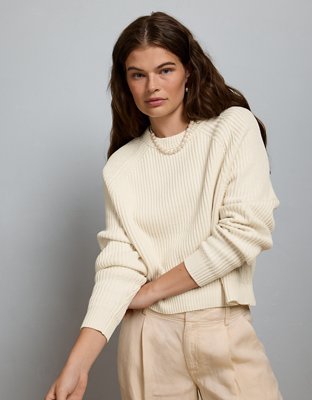 AE77 Shaker Stitch Raglan Sweater