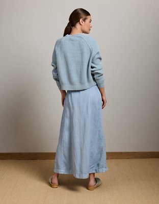 AE77 Shaker Stitch Raglan Sweater