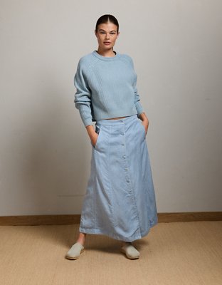 AE77 Shaker Stitch Raglan Sweater