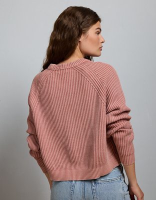 AE77 Shaker Stitch Raglan Sweater