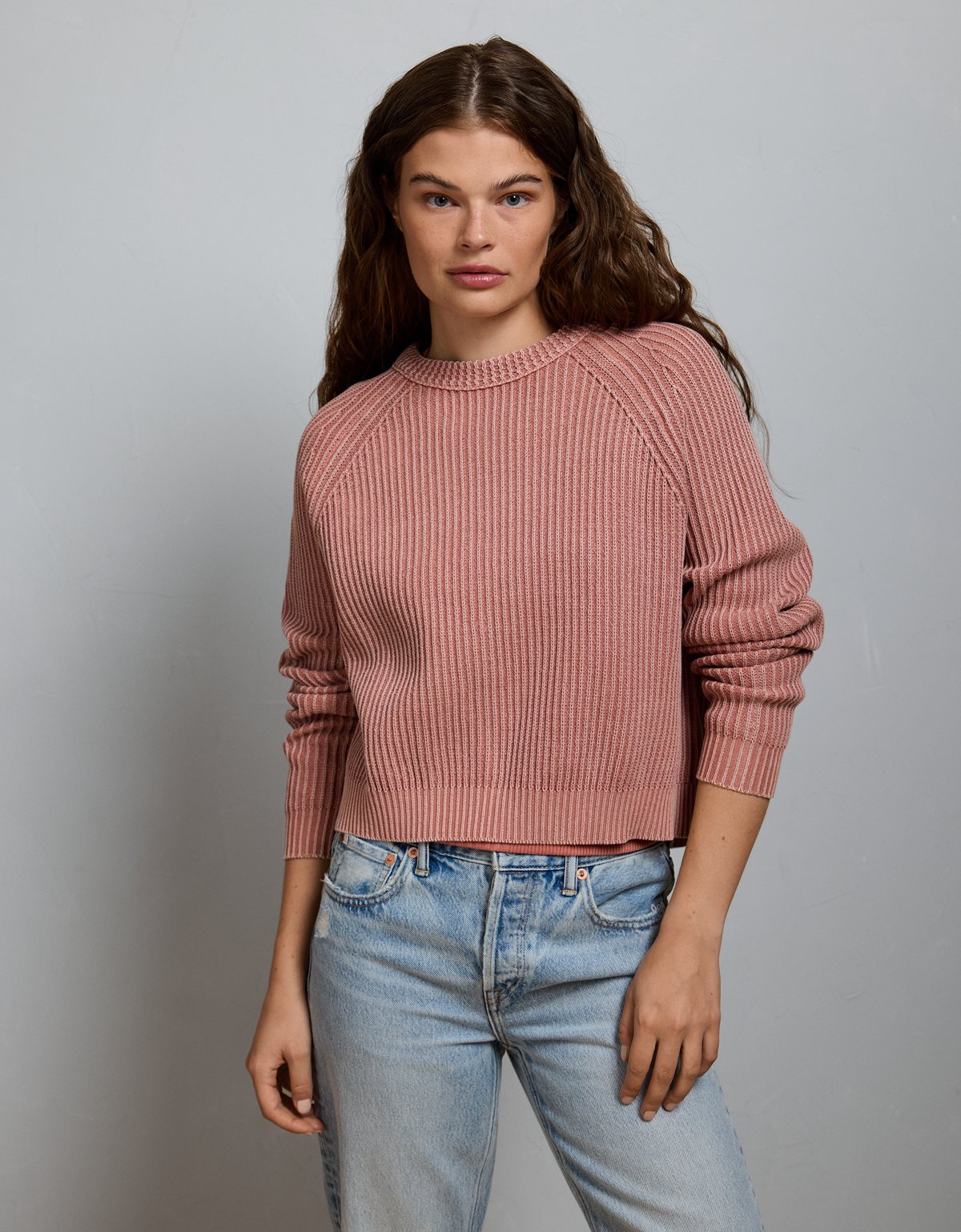 AE77 Shaker Stitch Raglan Sweater - image 1