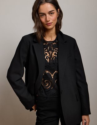 AE77 Cropped Long Sleeve Lace Top