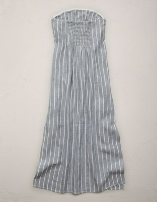 AE77 Premium Strapless Linen Midi Dress