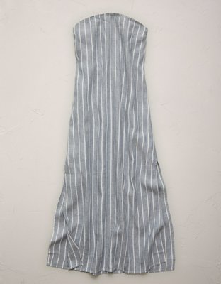 AE77 Premium Strapless Linen Midi Dress