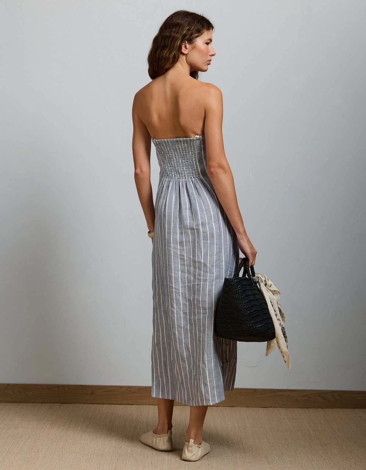 AE77 Premium Strapless Linen Midi Dress - image 2