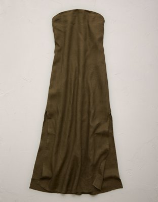 AE77 Strapless Linen Midi Dress