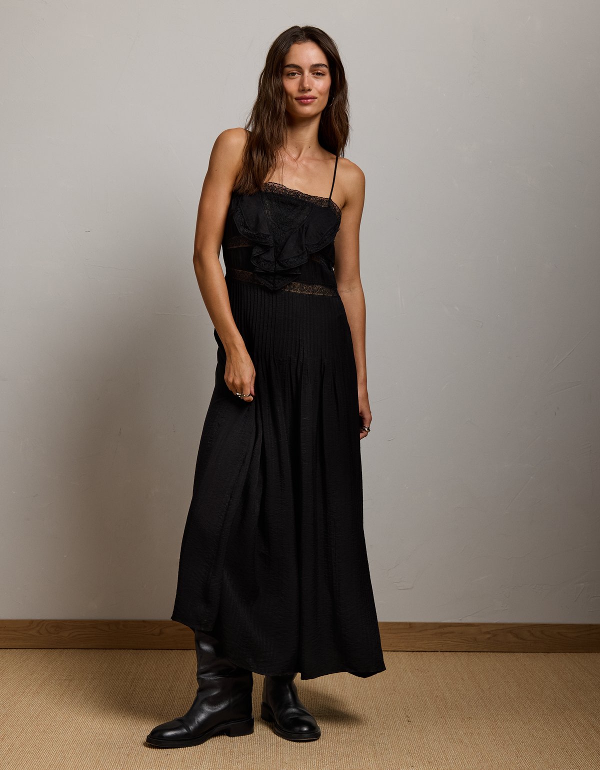 AE77 Lace Ruffle Maxi Dress - image 1