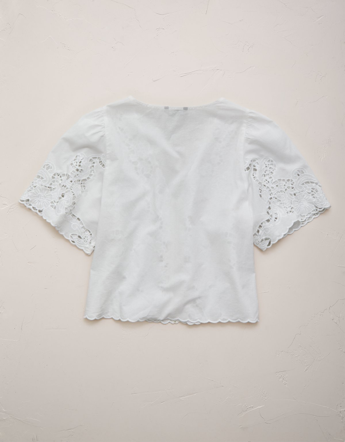 AE77 Eyelet Lace Short-Sleeve Blouse - image 4