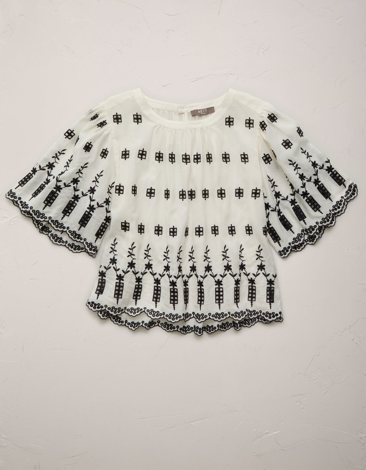 AE77 Embroidered Bell Sleeve Blouse - image 3