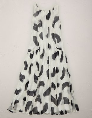 AE77 Printed High Neck Chiffon Dress