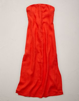 AE77 Strapless Linen Midi Dress