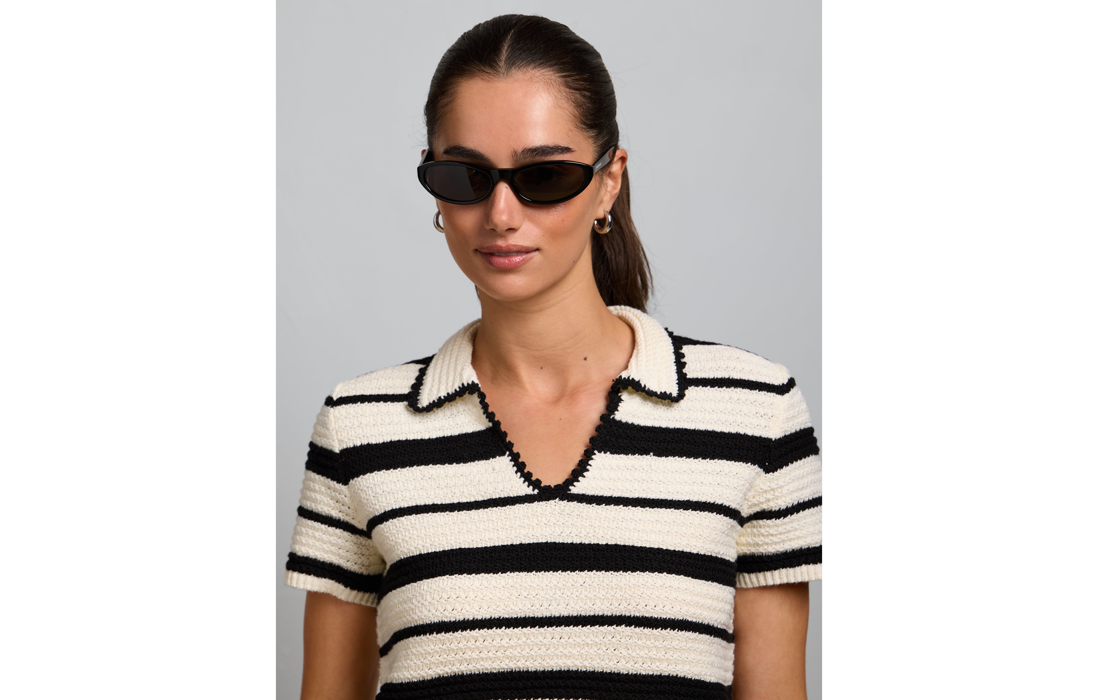 AE77 Shrunken Crochet Sweater Polo