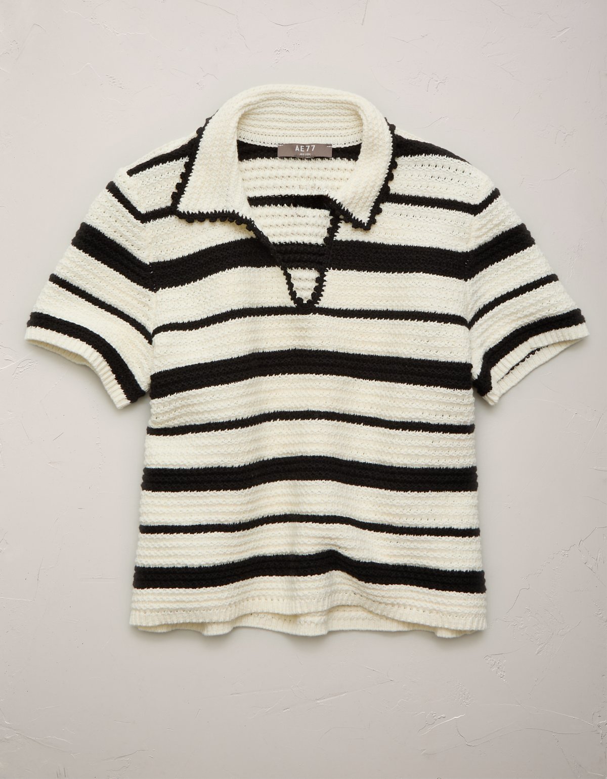 AE77 Shrunken Crochet Sweater Polo - image 3