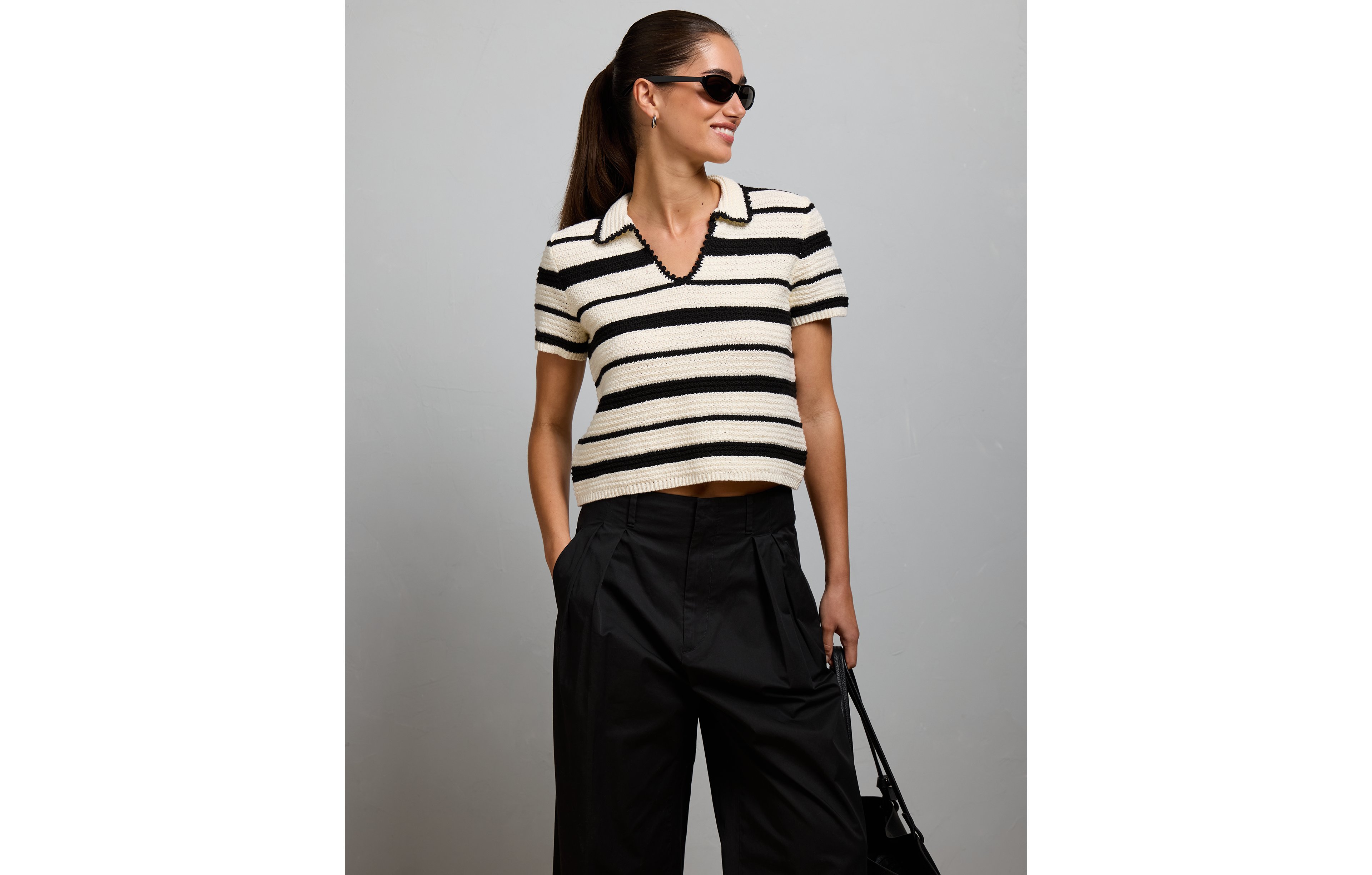 AE77 Shrunken Crochet Sweater Polo