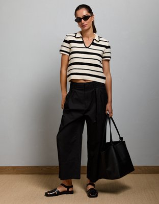 AE77 Shrunken Crochet Sweater Polo