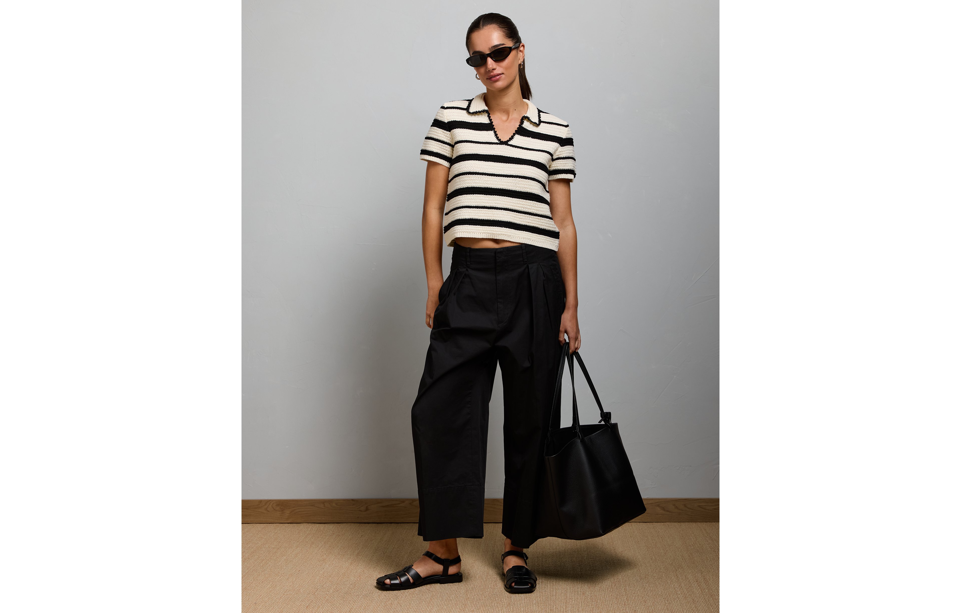 AE77 Shrunken Crochet Sweater Polo