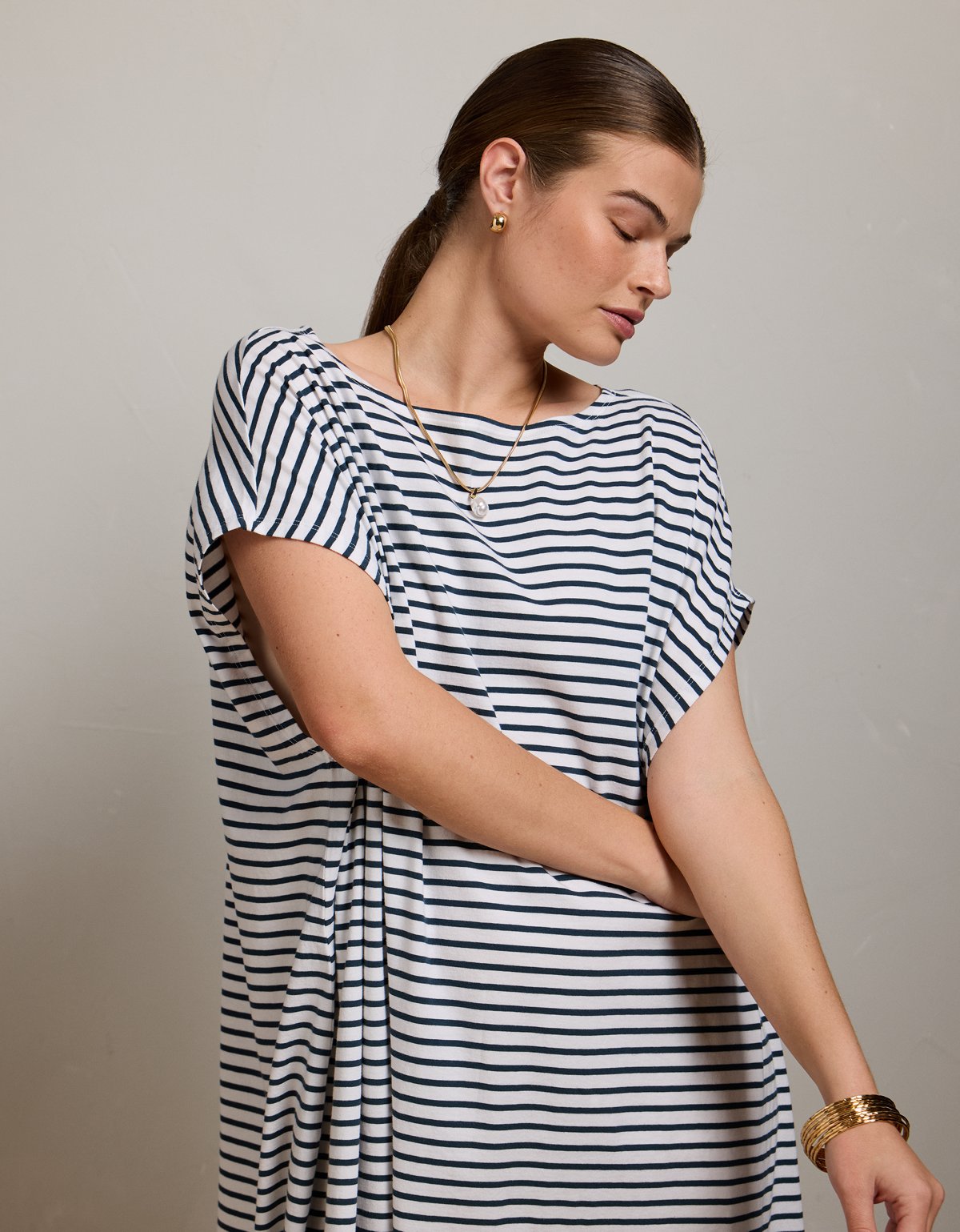 AE77 Cap-Sleeve Everyday T-Shirt Dress - image 5