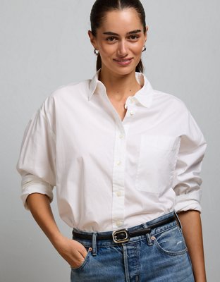 AE77 Premium Oversized Poplin Button-Up Shirt