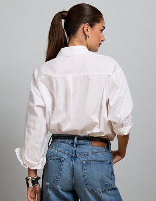 Chemise surdimensionnée à col boutonné en popeline AE77