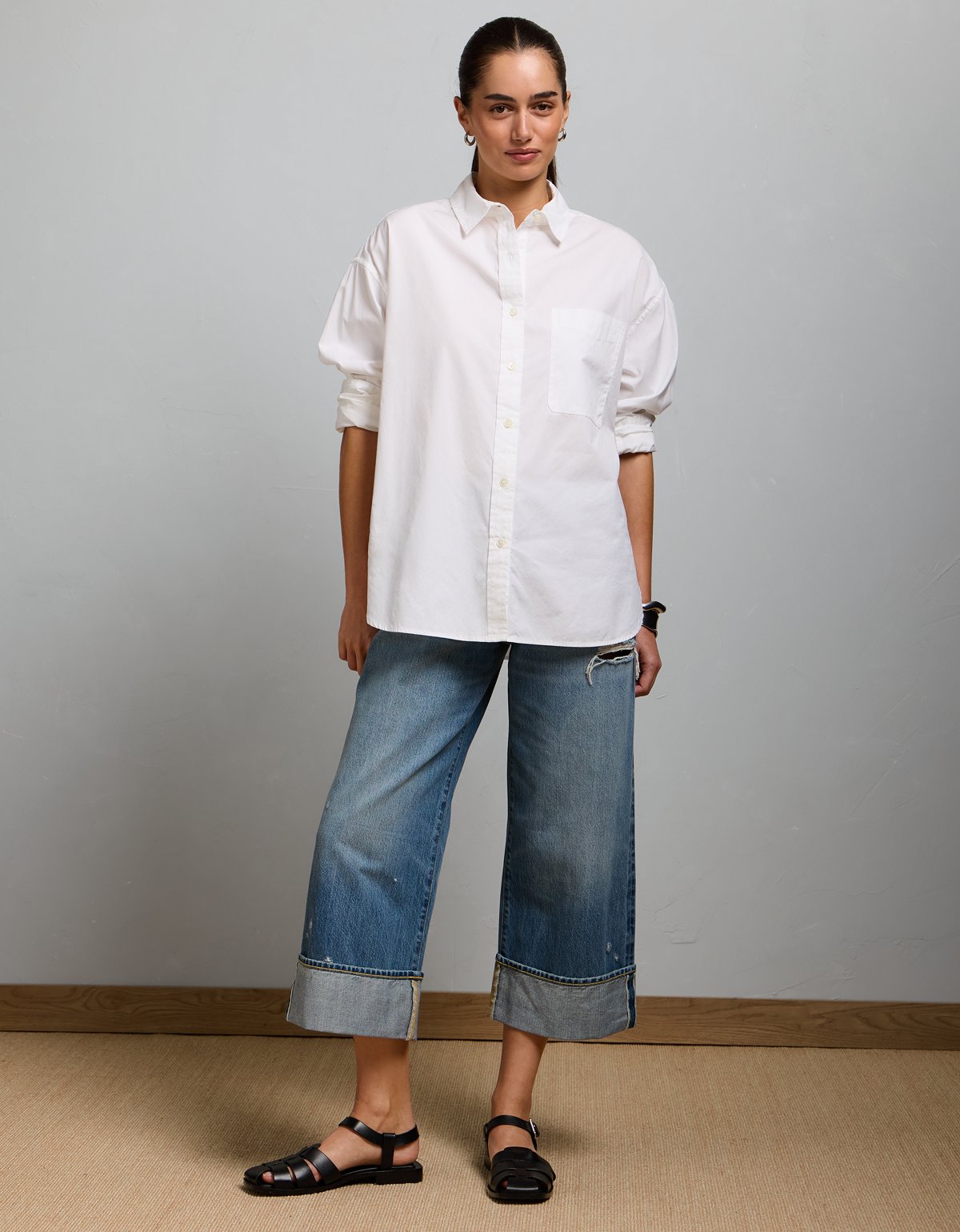 AE77 Premium Oversized Poplin Button-Up Shirt - image 5