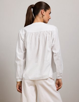 AE77 Split Neck Blouse