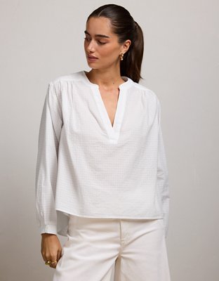 AE77 Split Neck Blouse