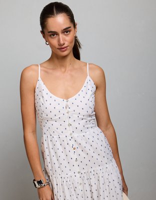 Robe longue boutonnée à bretelles AE77