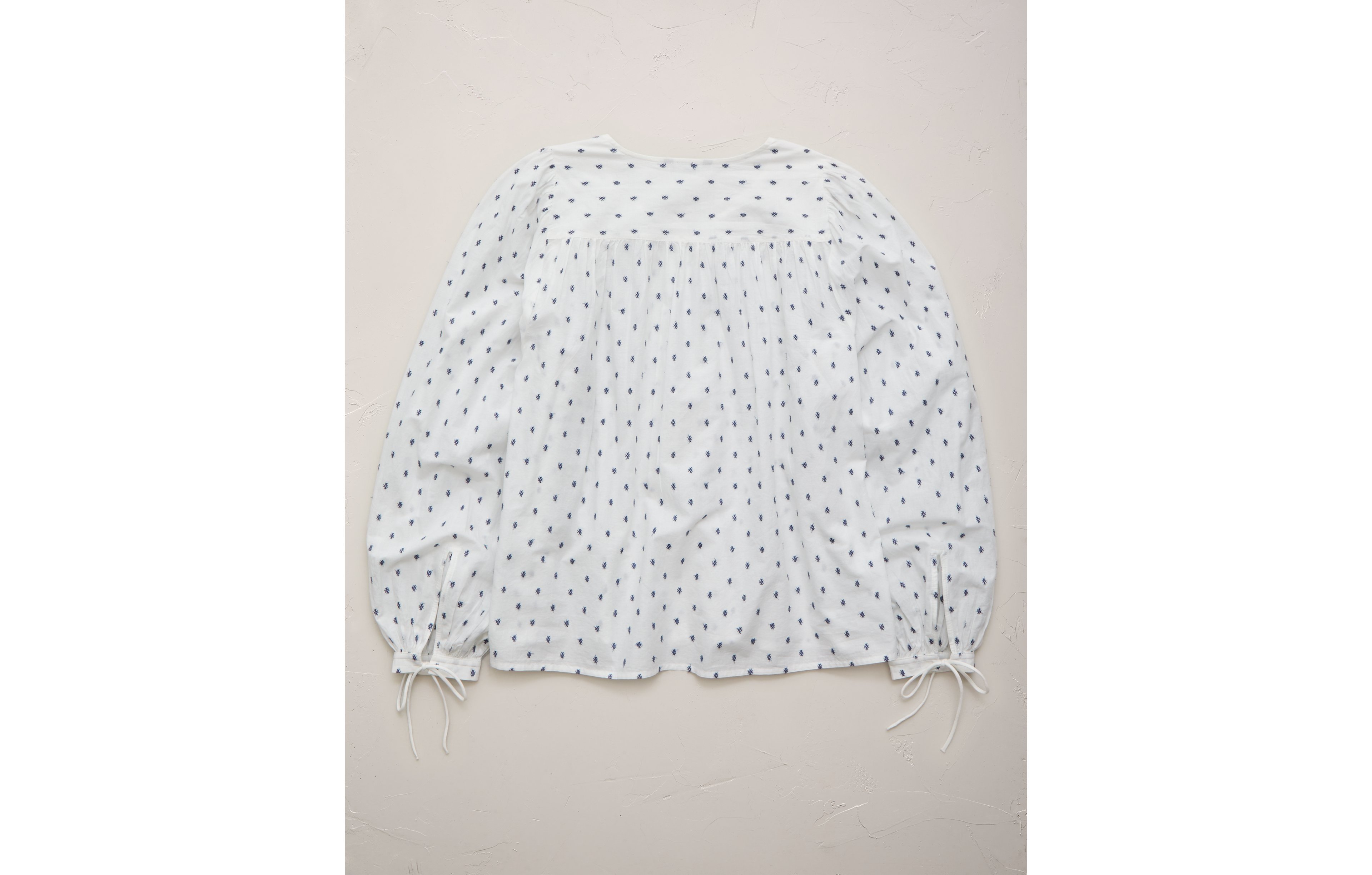 AE77 Embroidered Balloon-Sleeve Button-Up Shirt