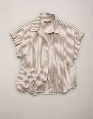 AE77 Cropped Poplin Short-Sleeve Shirt
