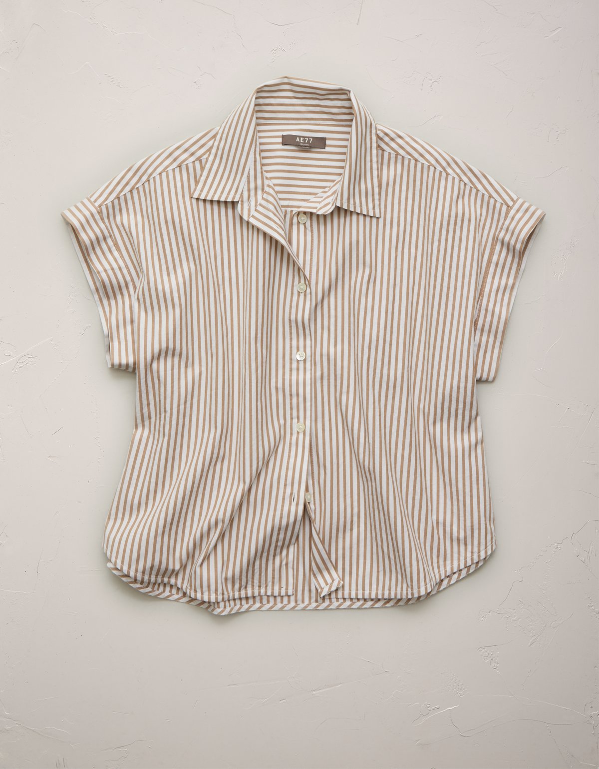 AE77 Cropped Poplin Short-Sleeve Shirt - image 3