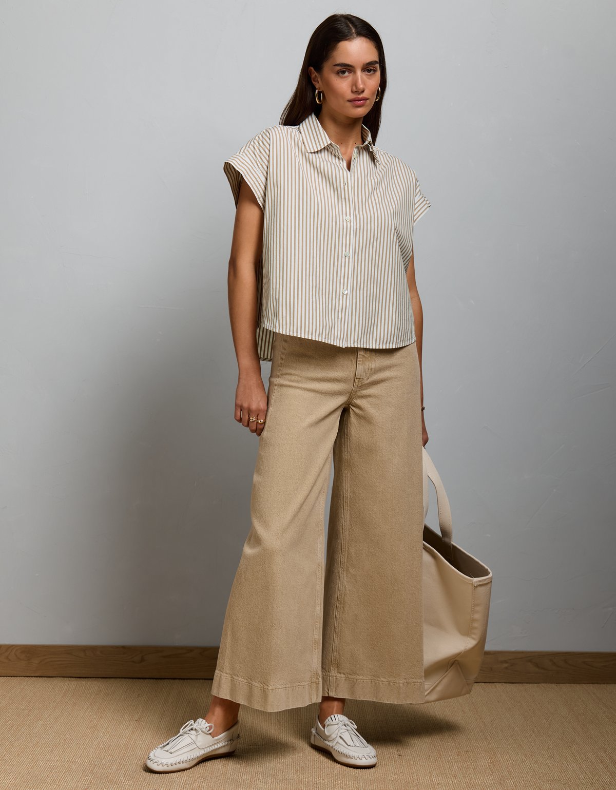 AE77 Cropped Poplin Short-Sleeve Shirt - image 5