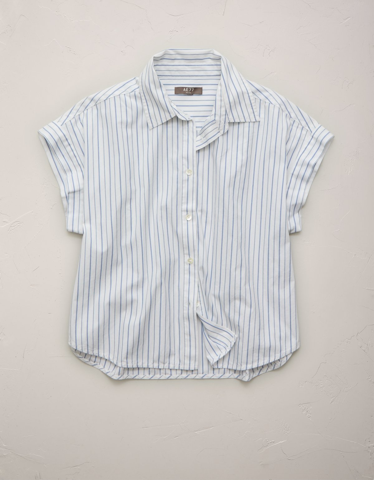 AE77 Cropped Poplin Short-Sleeve Shirt - image 3